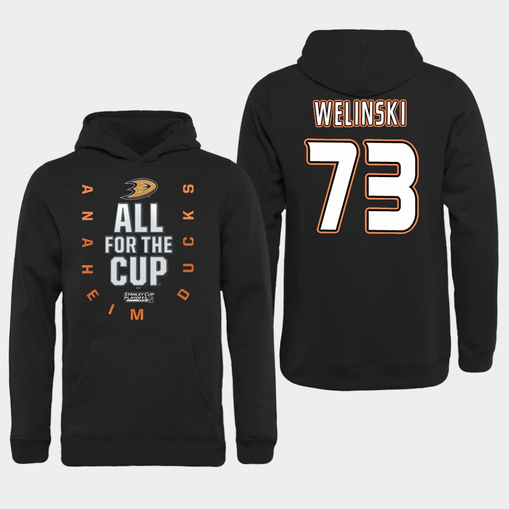 NHL Men Anaheim Ducks #73 Welinski Black All for the Cup Hoodie->customized nhl jersey->Custom Jersey